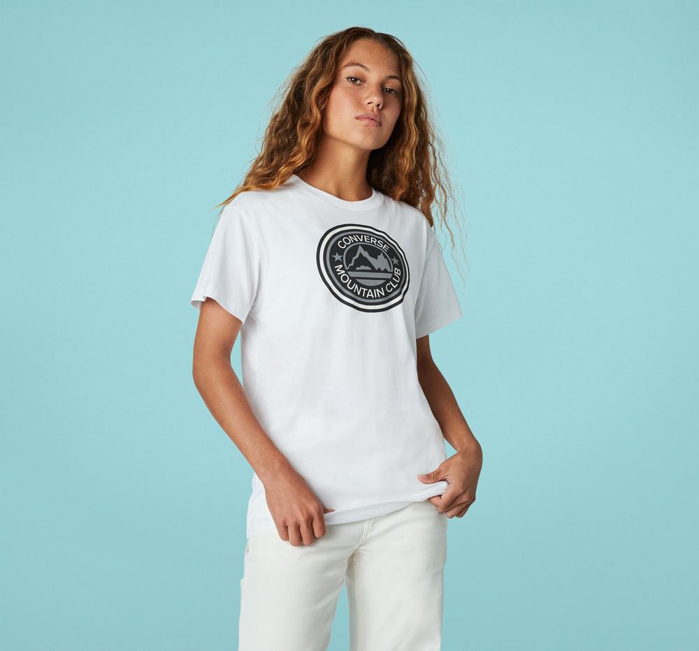 Camiseta Converse Center Front Mountain Club Relaxed Mulher Branco 037524QLO